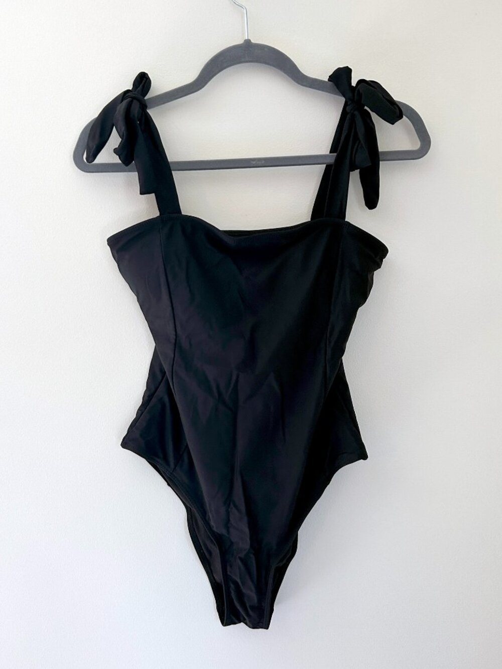 Simple Black One Piece Swim Suit - Small - Worn once or Never - Bow Tie Straps
